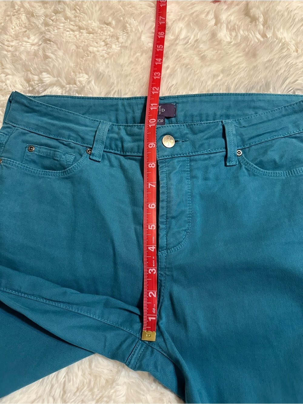 NYDJ Lift Tuck Skinny Jeans Teal Turquoise Made USA Stretch Denim Women’s 8 - Picture 10 of 10